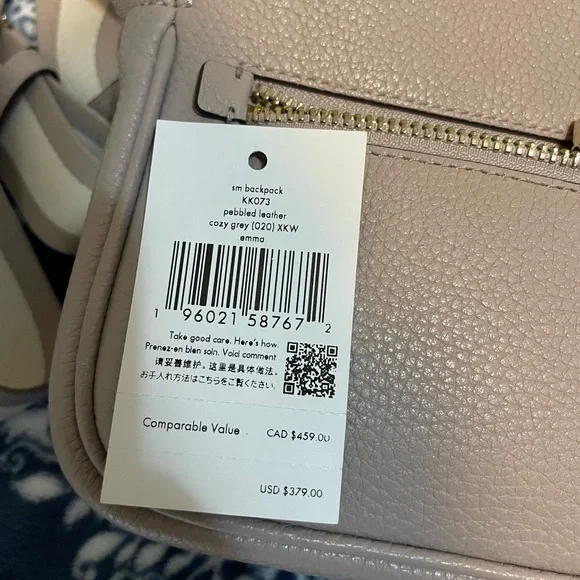 GREAT CONDITION Kate Spade Emma Sling Backpack in Cozy Grey - Pebbled Leather - Picture 3 of 17